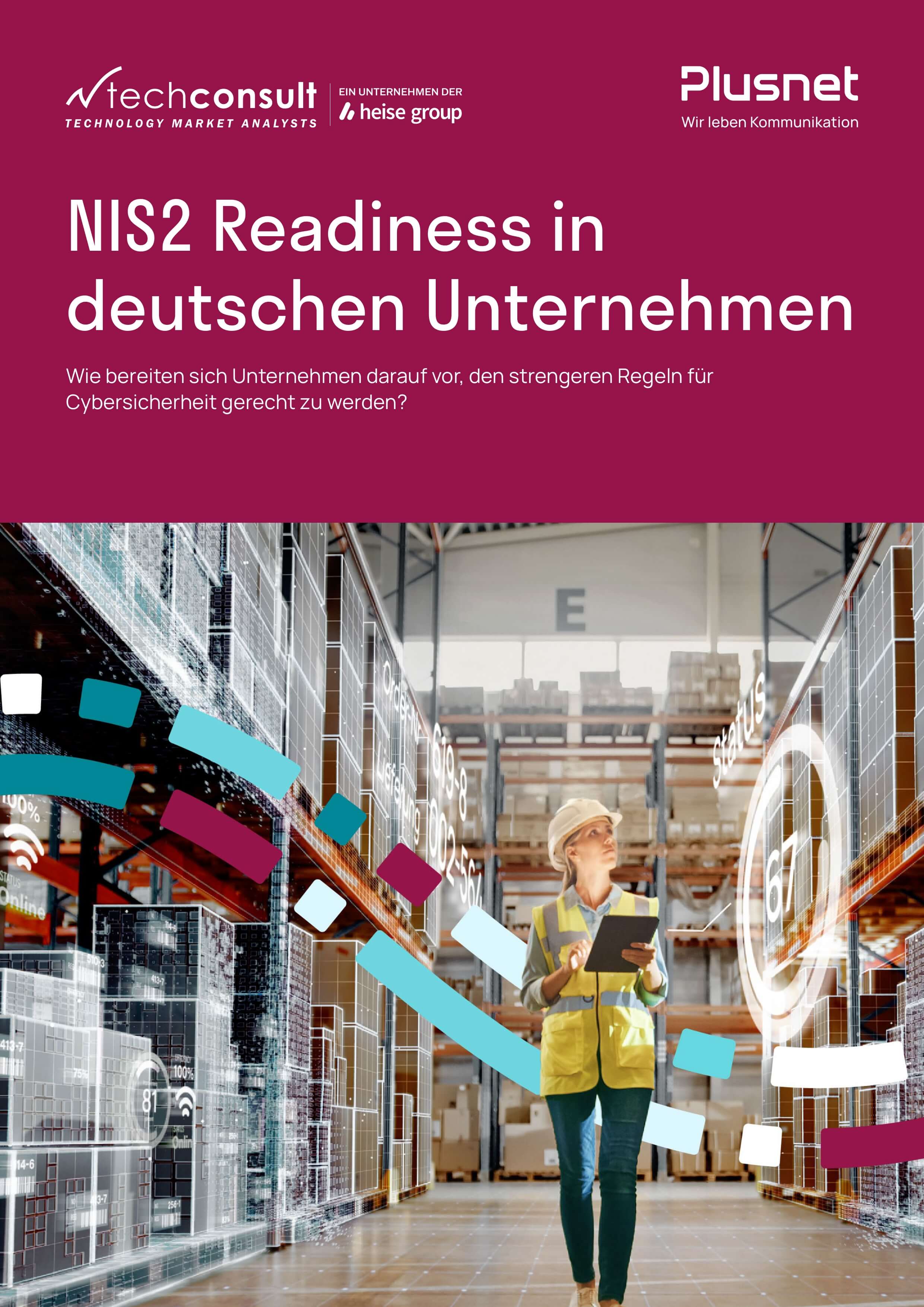 Cover-Bild mit Frau im Lager zur Studie NIS2 Readiness in deutschen Unternehmen